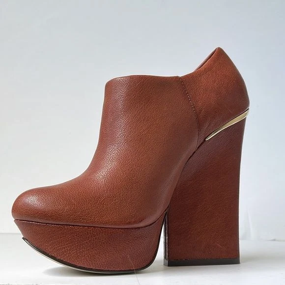 Boutique 9 ‘Btelister’ Platform Booties Women’s 7M Brown Leather High Heel Zip R - Image 3 of 4