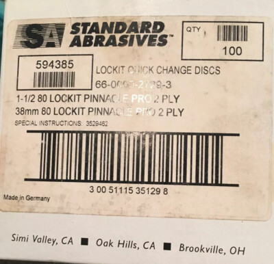 Standard Abrasives 594385 Lockit Quick Change Discs 1-1/3 80 Lockit Pro 2 Ply