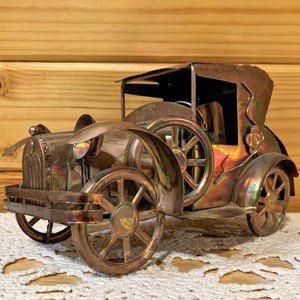 Vtg Copper Tin Metal Car Model T Wind Up Trunk Opens Music Box King Of The Road Ebay