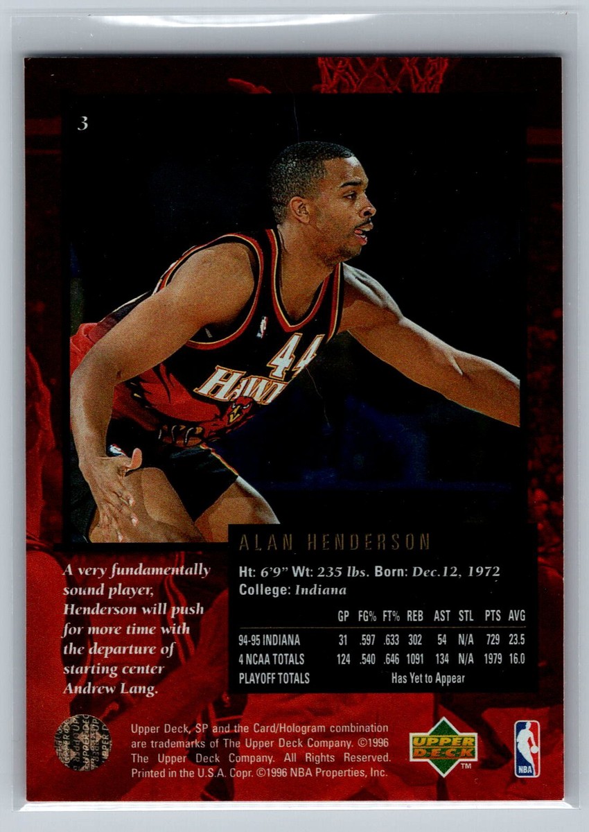Alan Henderson 1995-96 SP Championship BASKETBALL #3 Atlanta Hawks 