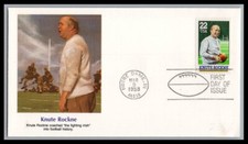 US FDC # 2376 22c Knute Rockne Fleetwood   1988, 9p2533