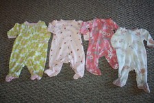 Lot 4 3 Month Sleepers Carters Spring Summer Bunny Floral Zipper Snaps VGC