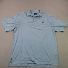 Footjoy Shirt Mens Large Short Sleeve Blue Stripe Golf Polo Lightweight Stretch