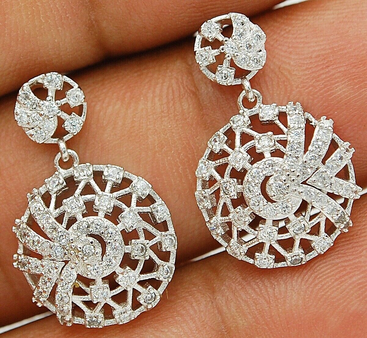 2CT African White Sapphire 925 Sterling Silver Earrings Jewelry Y3-2