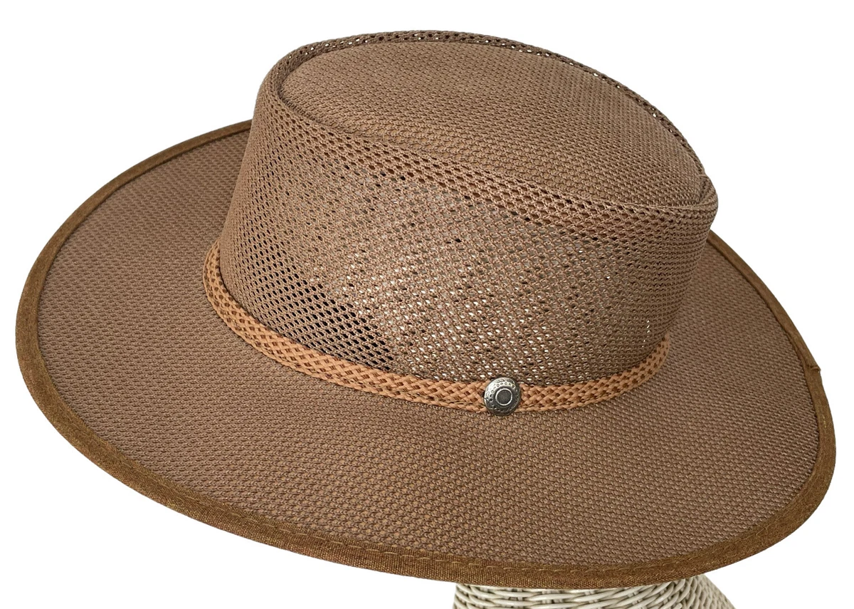 Head N Home Vented Cabana Sun Hat Brown Mesh Concho Size M Medium