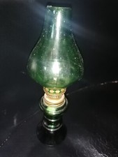 Belle petite lampe à pétrole en verre Verte  très sympathique ⭐️Brûleur Kosmos
