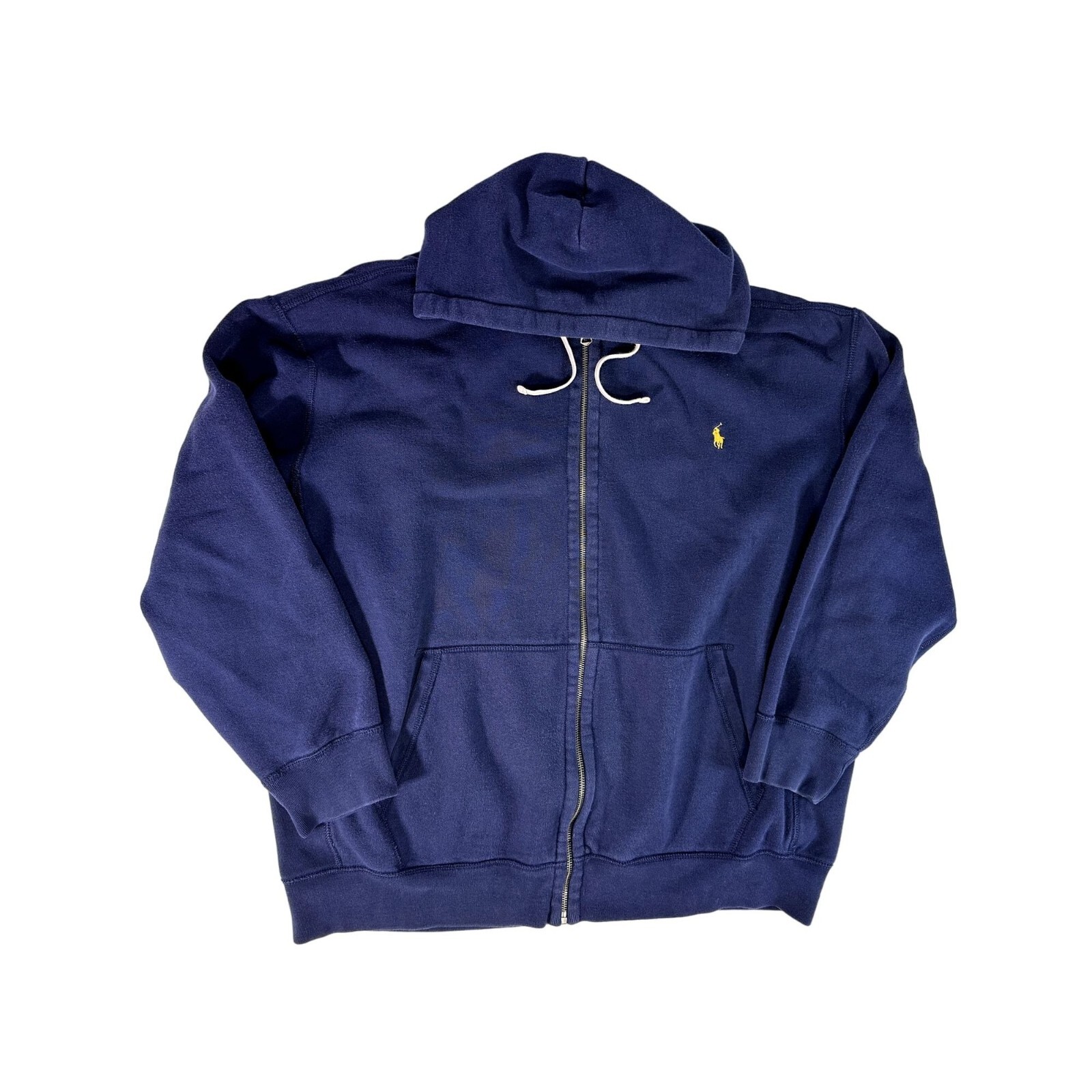 Felpa con cappuccio Ralph Lauren POLO cerniera intera blu con pony giallo da uomo 3XB