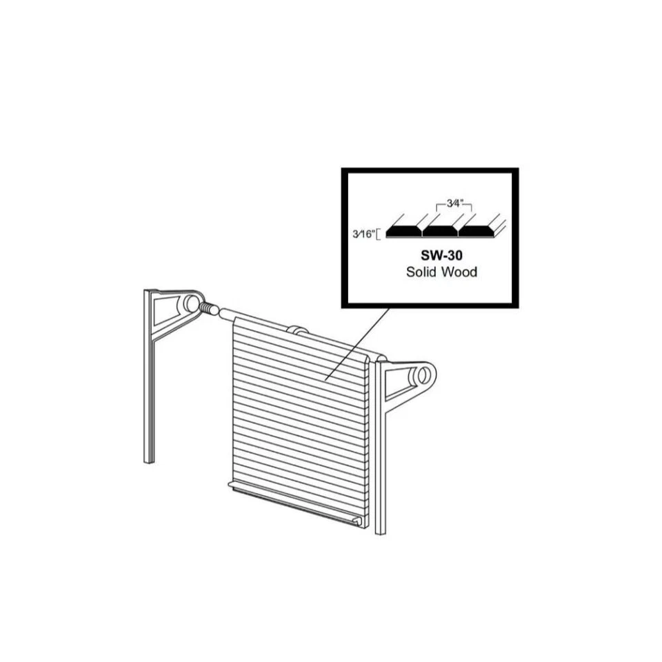 Omega 30 pulgadas x 18 in. Kit de puerta y riel de pandereta de madera maciza con marco facial de roble rojo Foto 3 de 4