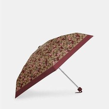 NWT Coach Uv Protection Mini Umbrella In Signature Cherry Print
