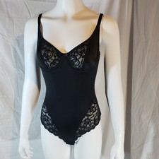 Victoria's Secret Satin 36B Bodysuit Black Lace Bikini