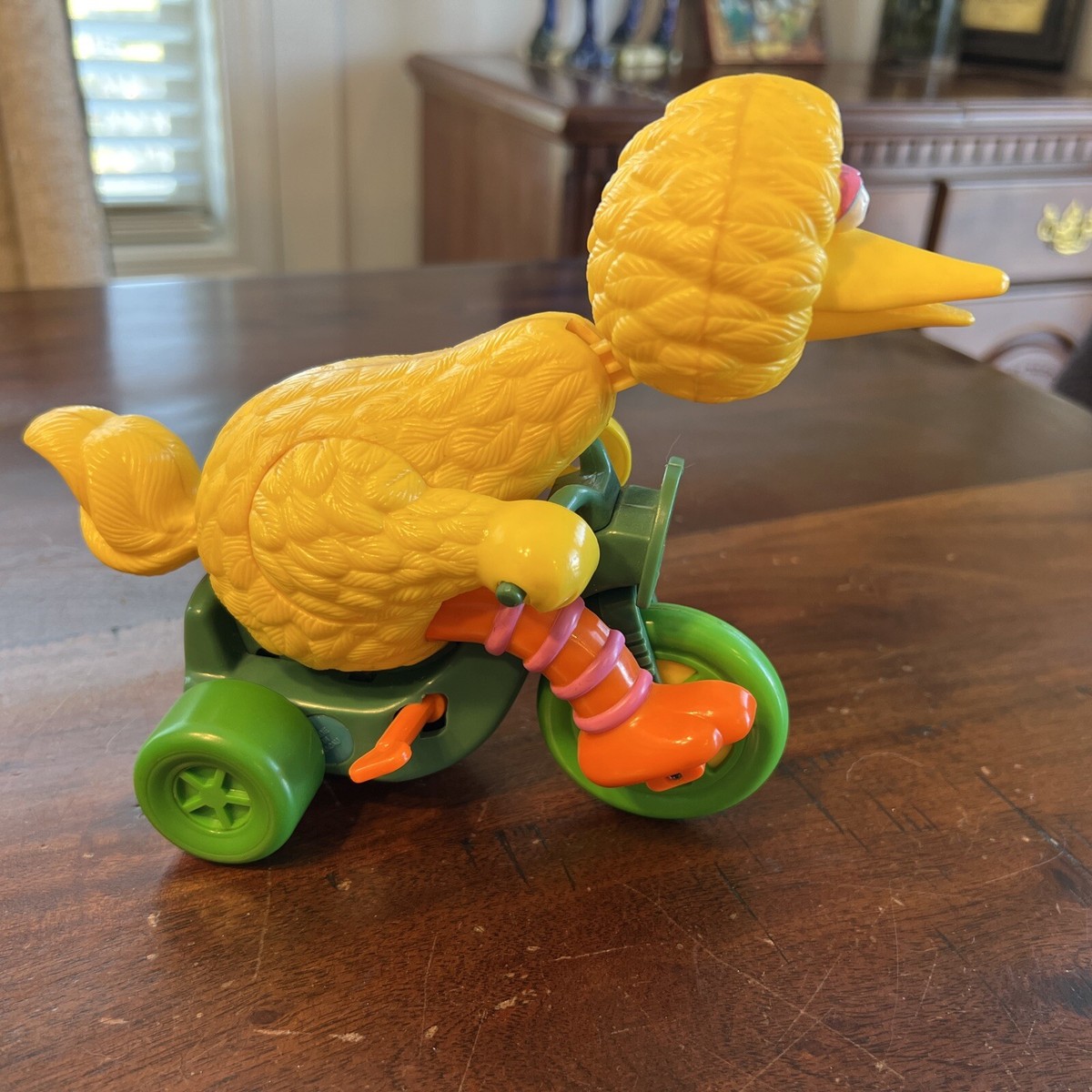 Vintage 1984 Big Bird Wind Up Tricycle Toy Works! Sesame Street