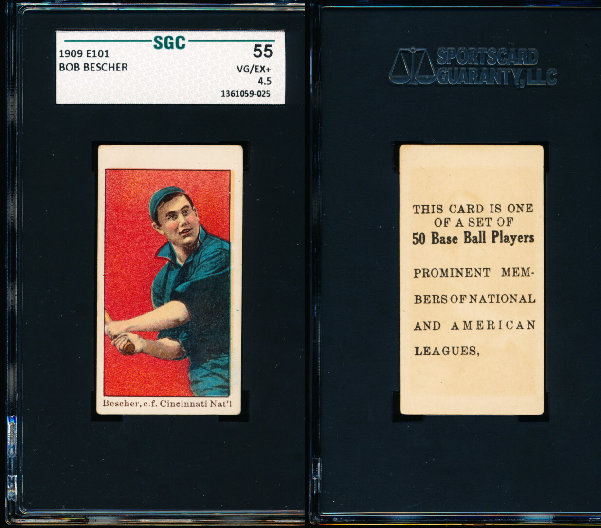 1909 E101 Bob Bescher - SGC 55 4.5 - leftfielder Cincinnati Reds