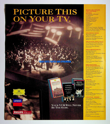 London Philips Classics Opera Ballet VHS 1990 Print Magazine Ad Poster ADVERT