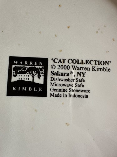 Oneida Cat Collection Salad Dessert Plate Set of 7 Warren Kimble 8.5” - Picture 12 of 24