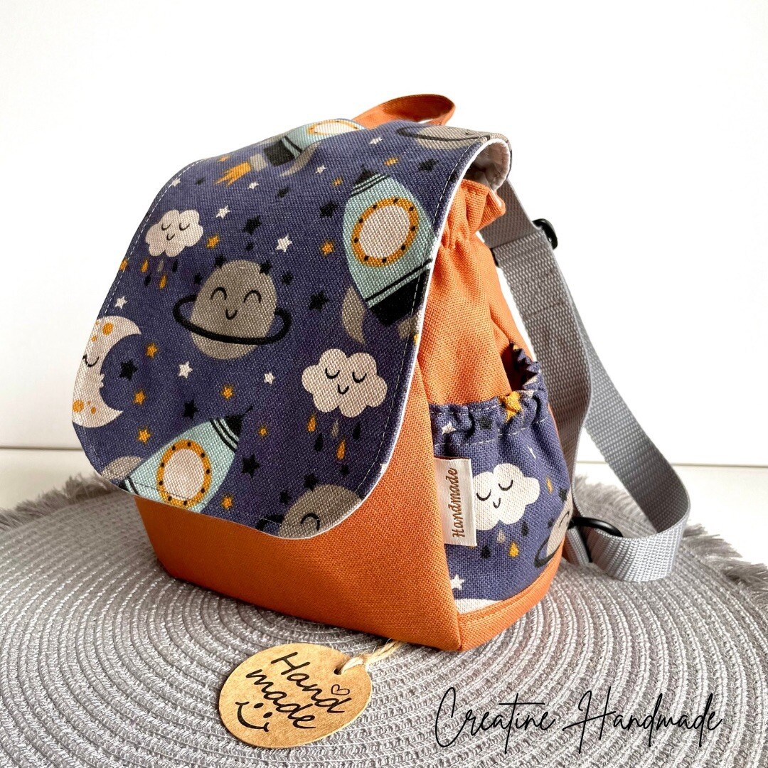 Kinderrucksack Rakete Mond Sterne| Kindergarten/KiTa/Krippen/Geschenk ab 1 Jahr