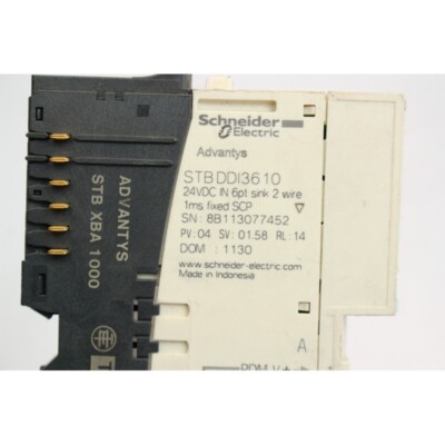Module I/O Telemecanique STB DDI3610 + STB XBA 1000 - 24VDC, 6 Points - Occasion En état De Marche