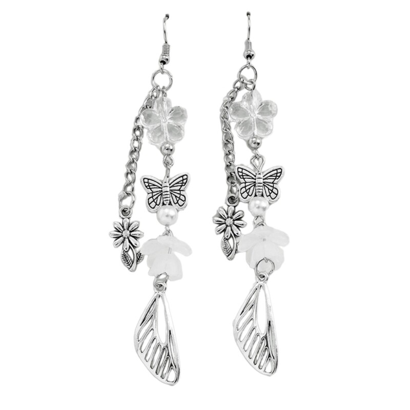 Butterfly Flower Dangle Earrings Vintage Wing Pendant Earrings Earwears for Girl