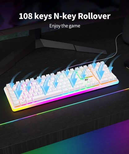 RK ROYAL KLUDGE RK918 Ergonomic Mechanical Gaming Keyboard Wired RGB 108Keys - Picture 5 of 28
