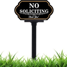 No Soliciting Sign for House with Stake - 50-Mil Thick Aluminum - 5X10 Inch/37 I