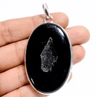 Black Onyx Druzy Gemstone Fashion Jewelry 925 Silver Pendant 2.5" ARP-5865