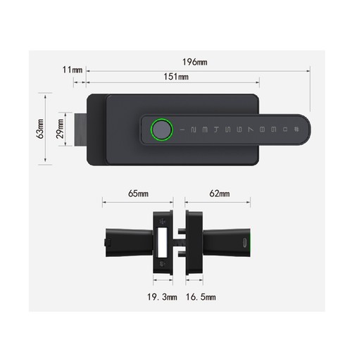 Biometric Frameless Glass Office Door Handle Smart Lock H2| Bluetooth - Picture 6 of 6