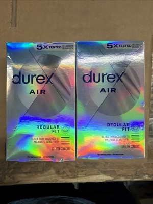 Lot Of 2 Durex Air Ultra Thin Regular Fit Latex Condoms Men 10 Count Exp 1/27