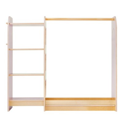 Uimoso Kids Wooden Dress-Up Storage with Mirror and Toddler Wardrobe Rack