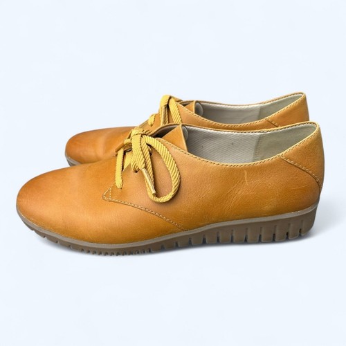 Dansko Libbie Womens Mustard Leather Oxford Laceup Casual Shoes size 38 Preppy
