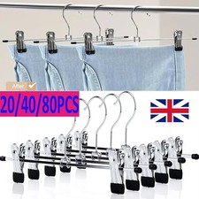 40/60/80PCS Strong Metal Clips Hangers Chrome Clothes Coat Trouser Skirt Rack UK