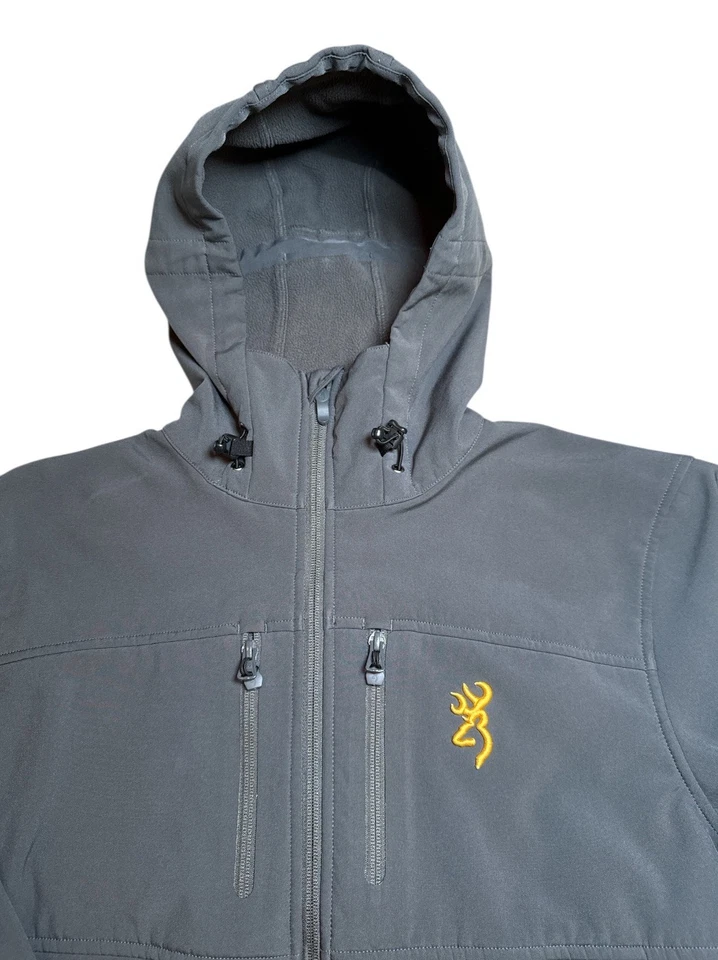 Chaqueta con Capucha Browning Softshell Para Hombre Gris Grande Cremallera Completa Poliéster Caza Foto 4 de 4