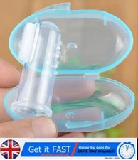 Baby Silicone Finger Toothbrush Soft Teether with Case Gum Tongue Massage Brush
