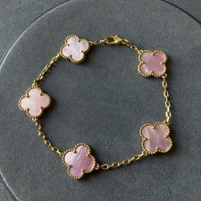 Flower pink bracelet 925 silver gold plated 15mm Flower 5 motifs