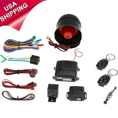 Universal Car Alarm System Security Keyless Entry System with 2 Key Fobs W7I9