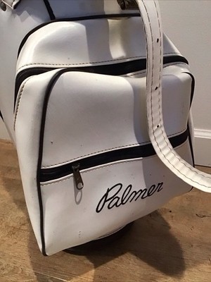 Vintage RARE Arnold Palmer White Faux Leather Staff Golf Bag W