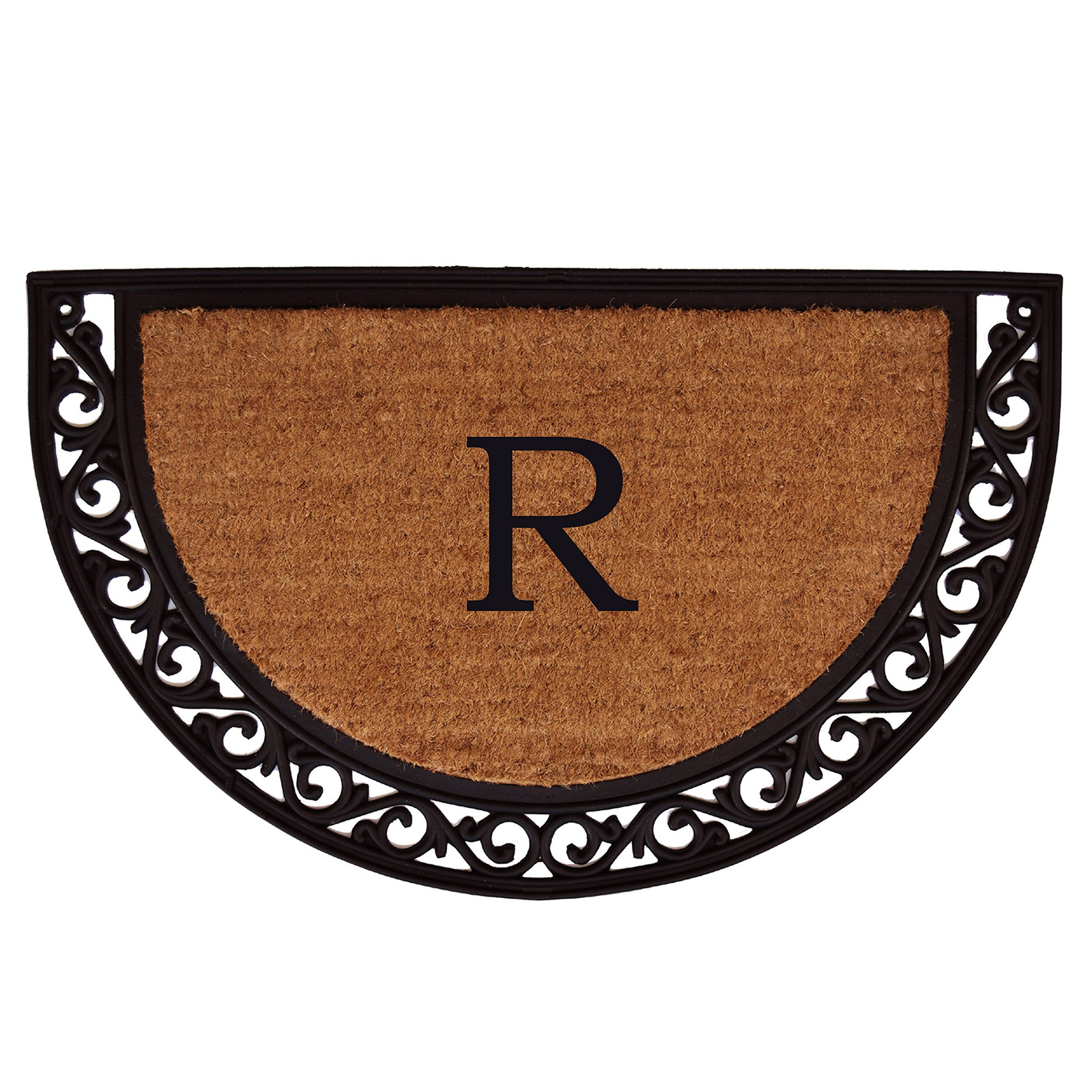 100101830R Ornate Scroll Heavy-Duty Monogrammed Doormat (Letter R)
