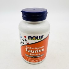 NOW Foods Double Strength Taurine 1,000 mg 100 Veg Caps, Best By 04/2029