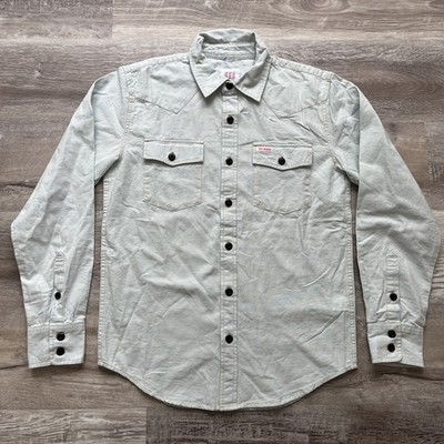 Topo Designs Men's Small Flannel Shirt  Long Sleeve Button Up Light Teal 