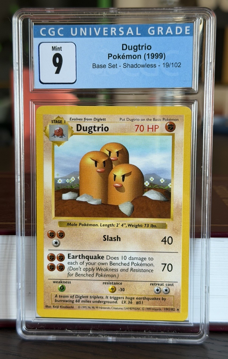 1999 Pokemon Shadowless Dugtrio CGC 9 Mint #19 Base Set