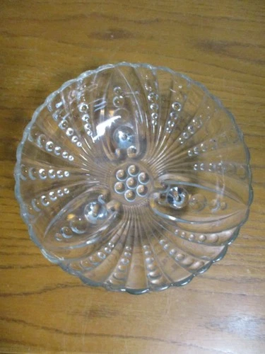 Anchor Hocking Clear Glass Bubble Swirl Footed Serving Bowl - 8.25" - Vintage