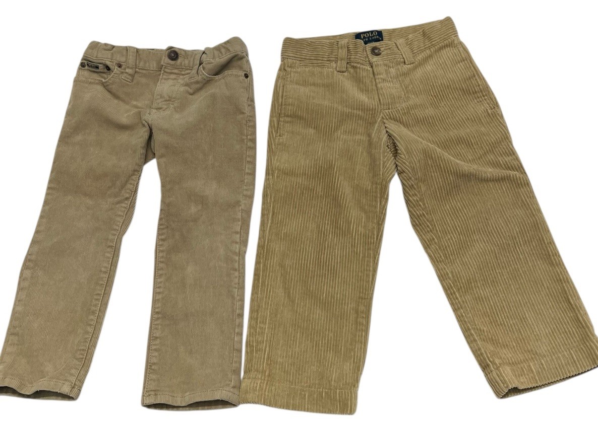 Polo Ralph Lauren Pants Size 2T Tan Corduroy Boys Adjustable Waist Cords (Lot 2)