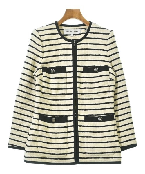 VERONICA BEARD Collarless Jackets WhitexNavy(Bord… - image 1