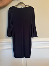 Calvin Klein navy Shift Knee Dress 3/4 Bell Sleeve Round Zip