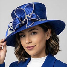 Women&rsquo;s Wide Brim Church/Dress Hat w/ Bow Trim, One Size, Blue/Black/Pink/White