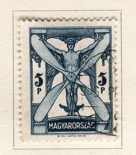 HUNGARY; 1933 early Airmail issue fine used hinged 5P. value