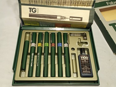 Vtg Faber-Castell TG1 Techincal Drawing Pens With Case Missing 1 Pen Untested