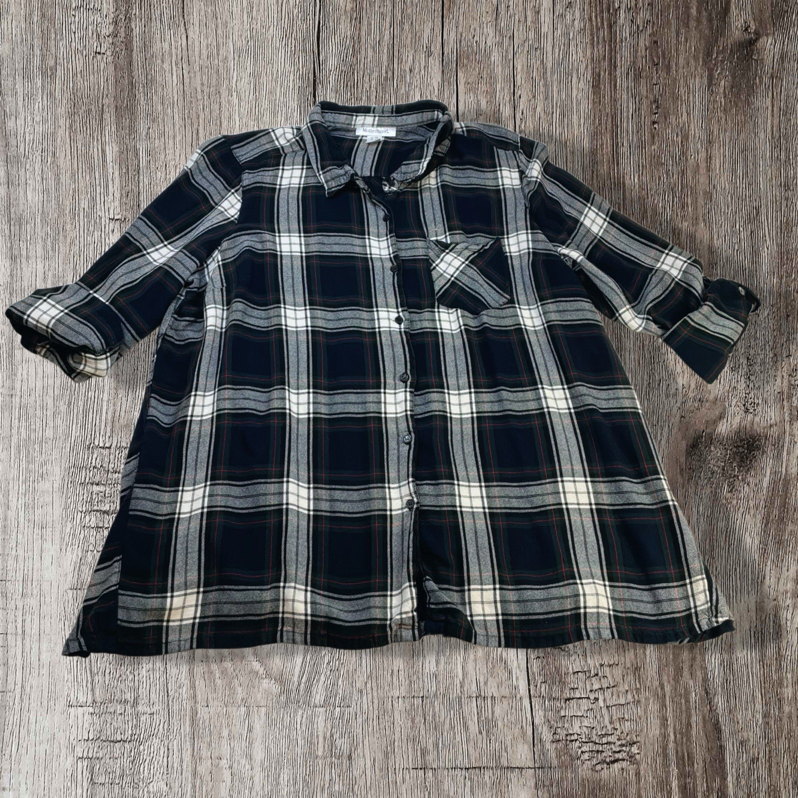 Motherhood Maternity Black and White Button Up Plaid Shirt Women’s 1x Nursing