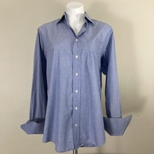 Vintage Burberry London 80s Blue Cotton Button Up Shirt Mens Medium Designer