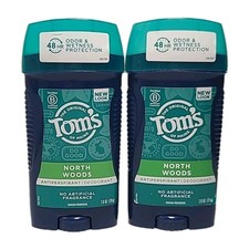  LOT OF 2  Tom  s of Maine NORTH WOODS   ANTIPERSPIRANT DEODORANT  2.8 oz Each
