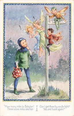 RENE CLOKE - FEEN - WIE VIELE MEILEN NACH BABYLON Valentinstag Postkarte 1936