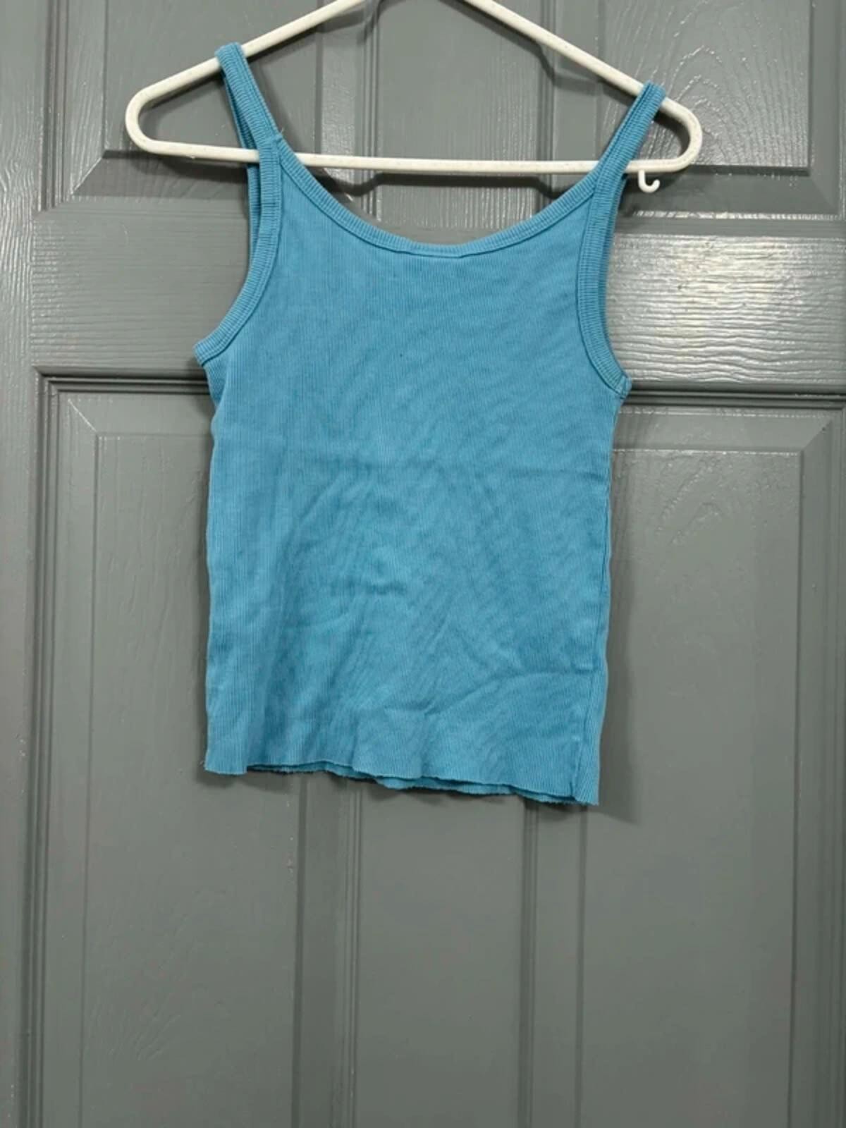 iets frans  blue ribbed embroidered vest top - size S image 2
